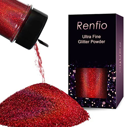 Holographic Ultra Fine Red Glitter Powder Metallic Resin Glitter (2.11 Ounce)