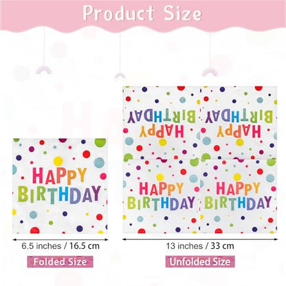 48 Pieces Happy Birthday Paper Napkins Disposable Rainbow Napkins Colorful Cocktail Dinner Napkin Set 13" x 13" Unfolded Tableware Napkin for Rainbow Party Supplies Birthday Party Decoration (48 Count)