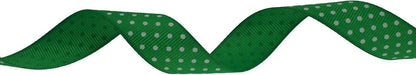 Polka Dot Grosgrain Ribbon 25 Yard Each Roll 100% Polyester (3/4", Green) - Crafty Corner