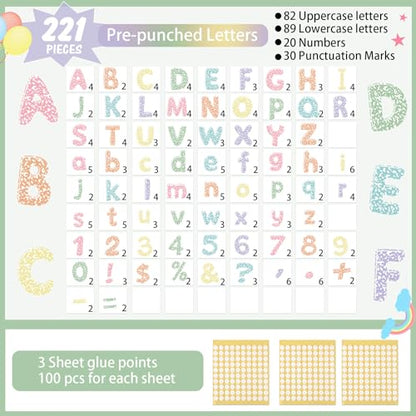 221 Pcs Pastel Composition Bulletin Board Letters for Classroom (221 Count)