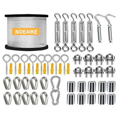 165FT 1 8" Stainless Steel Wire Rope Kit with Turnbuckles (165 Foot)