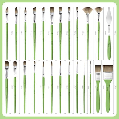 Paint Brushes Set of 25 Pieces Wooden Handles Brushes (25 Count)