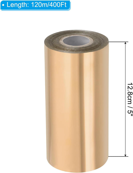 PATIKIL 5"x400Ft Hot Stamping Foil Paper, Heat Transfer Hot Stamping Paper Foil Roll for Leather DIY Logo Decor Craft Gift Package Scrapbook Card, Yellow