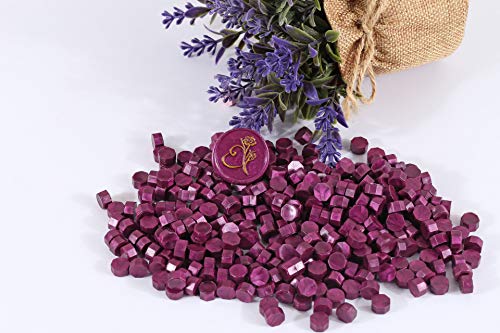360 Pcs Purplish Red Sealing Wax Beads Set for Wax Seal Stamp with Candles and Melting Spoon