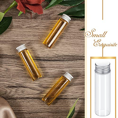 100 Pcs Small Clear Vials Spice Mini Jars with Lids Mini Glass Bottles with Screw Aluminum Metal Caps Tiny Jars Sample Containers for Powder Cream Cosmetic Jewelry Wedding (100 Count)