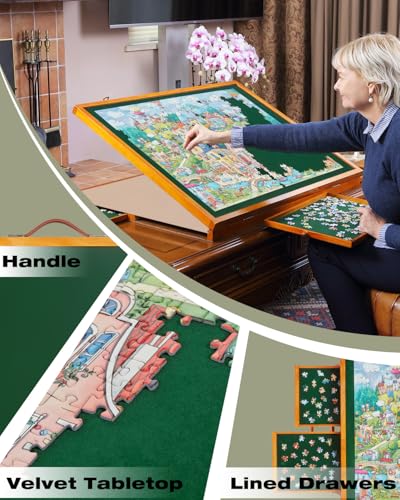1500 Piece Wooden Jigsaw Puzzle Table with Drawers and Cover
