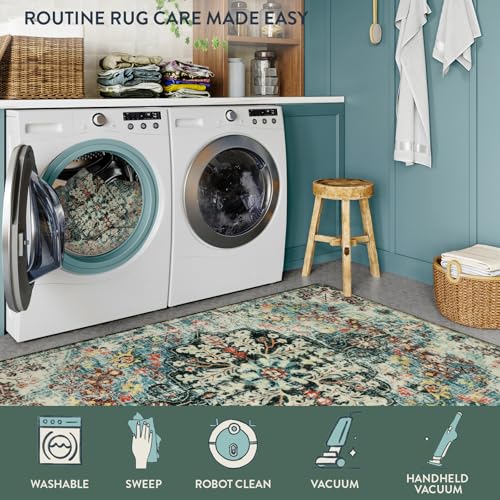 Reine Bohemian Floral Medallion Area Rug
