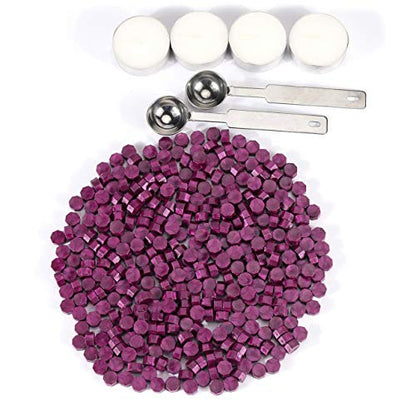 360 Pcs Purplish Red Sealing Wax Beads Set for Wax Seal Stamp with Candles and Melting Spoon