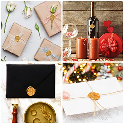500 Pcs Octagon Sealing Wax Beads Gold Wax Seal Beads with 4 Pcs Tea Candles and 1 Pcs Wax Melting Spoon for Crafts Letter Wine Greeting Cards Sealing (7.7603 Ounce)
