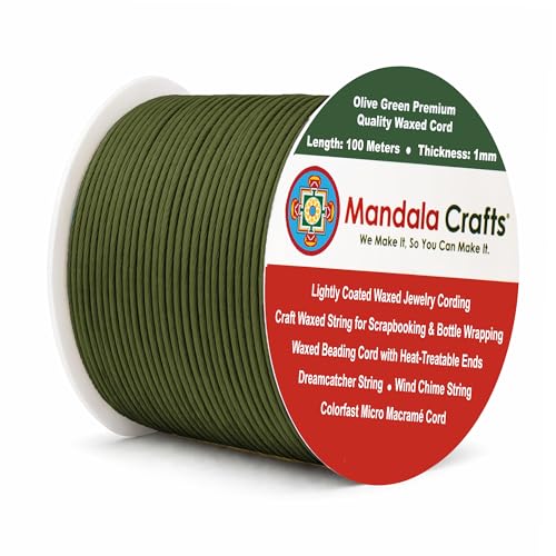 1mm Dark Olive Green Waxed Cord
