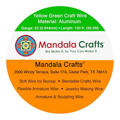 22 Gauge Yellow Green Anodized Aluminum Craft Wire
