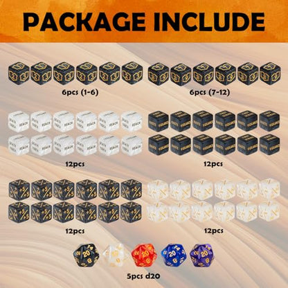 65 Pieces MTG Dice Counters Life Keyword Counter Dice Set Plus One