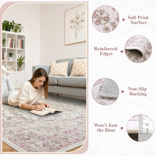 Vintage Floral Rugs for Bedroom Girls (34.55 Sq Ft)