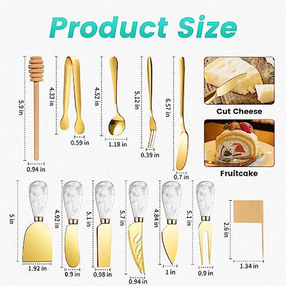 Marble Gold Cheese Knife Set