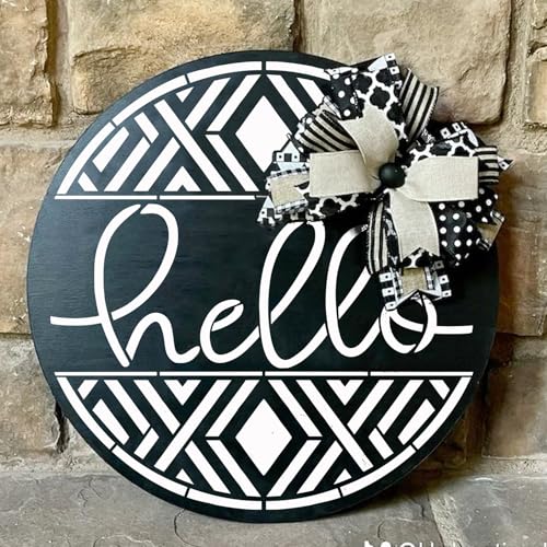 9 Pcs Welcome Stencils for Painting on Wood Reusable Round Home Sweet Home Stencil Large Hello Fall Templates for Door Hanger Canvas DIY Crafts (9 Count)