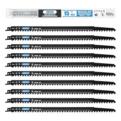 10Pack 15inch 3TPI Woodcutting Reciprocating Saw Blades Set