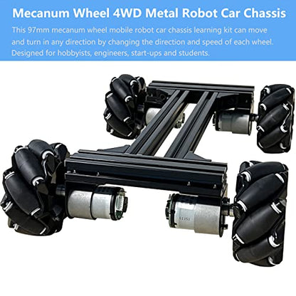 Mecanum Wheel 4wd Metal Robot Car Chassis Control Learning Kit for Arduino Raspberry Pie Microbit with DC Encoder Motor