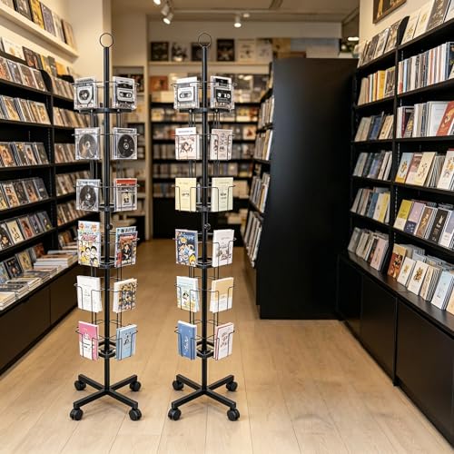 2Pcs Rolling Card CD Rack Comic Book Small Magazine Flyer Stand W