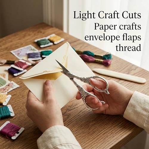 Vintage European Style Scissors Stainless Steel for Cross Stitch Cutting Embroidery Sewing Handcraft Craft Art Work DIY Tool