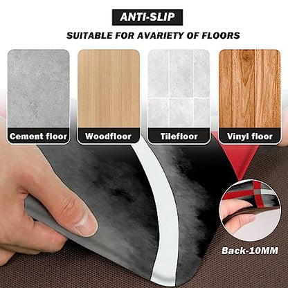 Kitchen Mats for Floor red Kitchen Rugs Modern Abstract Circle Anti Fatigue Kitchen Mats Waterproof Floor Mats Cushioned Non