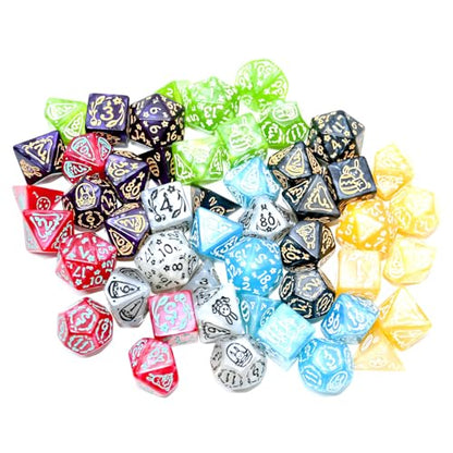 Double Colors Polyhedral Dice Sets with Pouches for D&D DND RPG MTG Dungeon and Dragons Table Board Roll Playing Games D4 D6 D8 D10 D% D12 D20 (49 Count)
