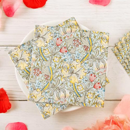 William Morris Cocktail Napkins Floral Decorative for Decoupage (50 Count)