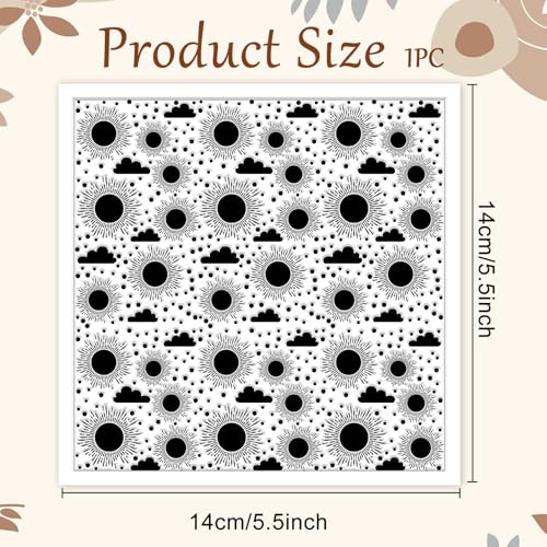 Sun and Cloud Polymer Clay Texture Sheets Geometric Pattern Silicone Texture Stamp Clay Texture Mat Modeling Pattern Pad Sheets for Jewelry and Earrings Tools