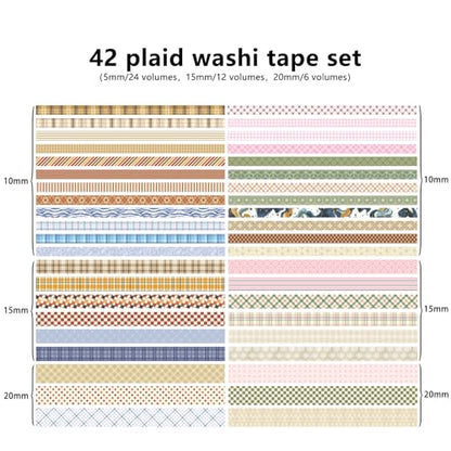 Washi Tape Set 42 Rolls Vintage Plaid Colored Decorative Scrapbook Tape