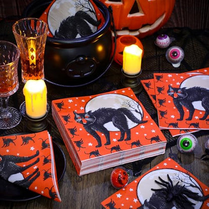 60 Pcs Vintage Halloween Cocktail Paper Napkins 6.5 x 6.5 Inches (60 Count)