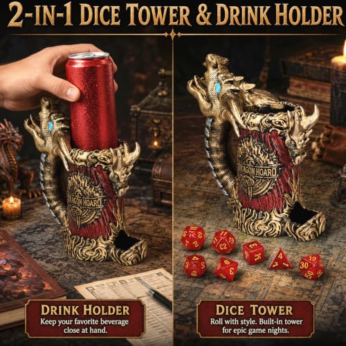 Dice Tower Mug DND Dice Rolling Tower with 7 PCS Dice Set