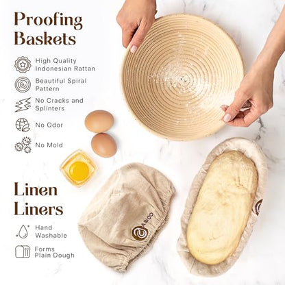 Sourdough Starter Kit with Bread Proofing Baskets & Tools