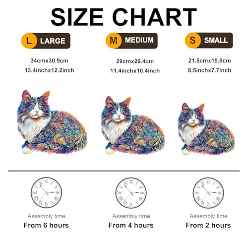 Lazy Cute Cat Adults Gifts Wooden 240 Pieces 13.4 * 12.2in (240 Count)