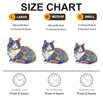 Lazy Cute Cat Adults Gifts Wooden 240 Pieces 13.4 * 12.2in (240 Count)