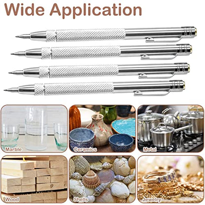 4 Pcs Tungsten Carbide Etching Tool with 20 Replacement Tips (4 Count)