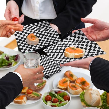 48 Pieces Race Car Paper Napkins Disposable Checkered Flag Napkin Racing Car Party Cocktail Dinner Napkin Set 13" x 13" Unfolded Tableware Napkins for Racing Party Supplies (48 Count)