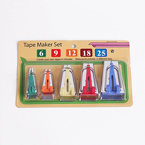 Set of 15 Size Fabric Bias Tape Maker Tools Fabric Sewing Quilting Bias Binding Maker Come with 40 pcs of Multi (40 Count)