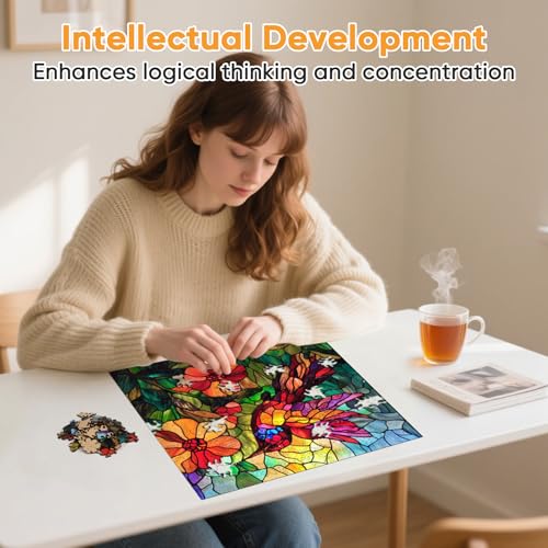 Wooden Puzzles for Adults Stained Glass Hummingbird Puzzles