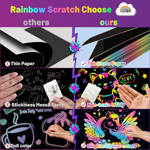100PCS Rainbow Scratch Paper Art Gifts