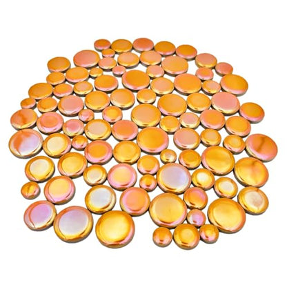 200g Iridescent Round Mosaic Tiles for Crafts Bulk (90 Count)