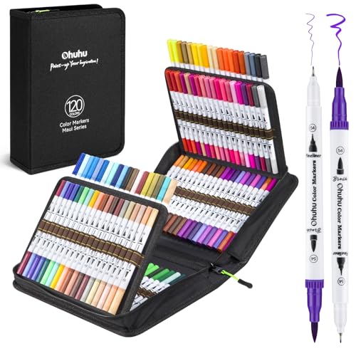 Adult Coloring Book Markers 120 Color Dual Tip Water (120 Count)