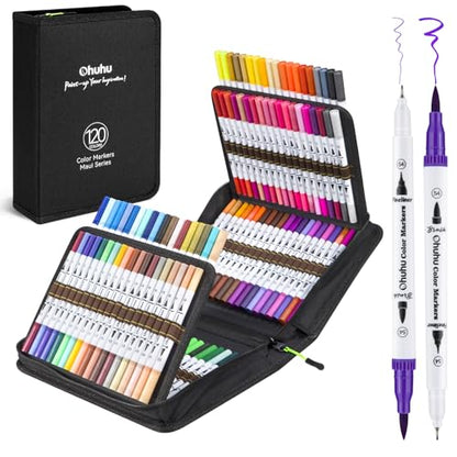 Adult Coloring Book Markers 120 Color Dual Tip Water (120 Count)