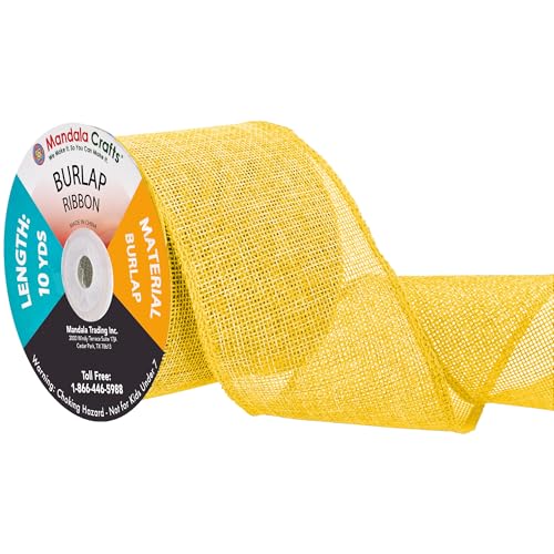 3 Inch Wide Yellow Burlap Ribbon for Crafts (60 Foot)