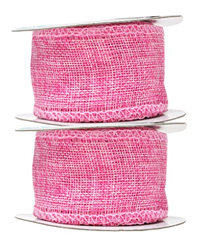 2 Inch Wide Pink Burlap Ribbon for Crafts