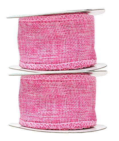 2 Inch Wide Pink Burlap Ribbon for Crafts