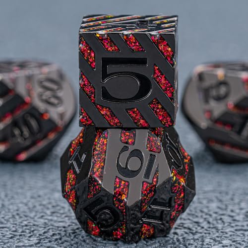 Decorative Inlay Metal Dice Set 7pcs (7 Count)