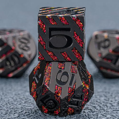 Decorative Inlay Metal Dice Set 7pcs (7 Count)