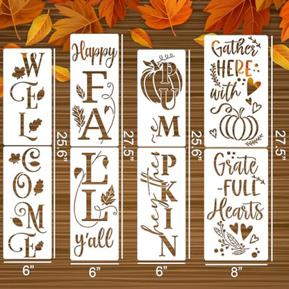 Fall Stencils for Painting on Wood Leaner Large Vertical Stencil for Porch (4 Count)