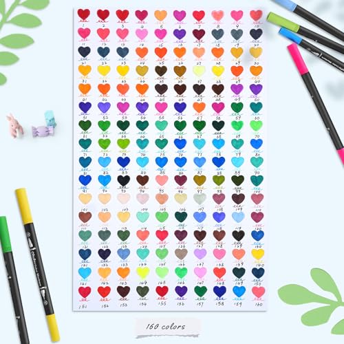 Adult Coloring Book Markers 160 Color Dual Tip Water (160 Count)