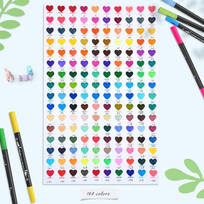 Adult Coloring Book Markers 160 Color Dual Tip Water (160 Count)