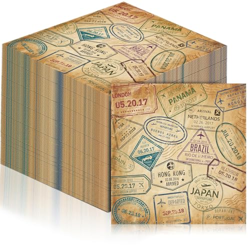 60 Pcs World Travel Cocktail Paper Napkins 6.5 x 6.5 Inches (60 Count)
